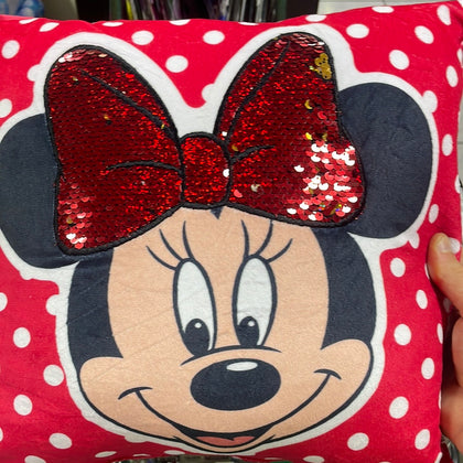 Almohada roja Minnie con lentejuelas