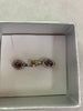 Aretes plata argollas centro rojo