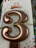 Candela número happy birthday #3 oro rosa