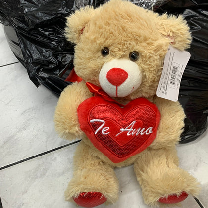 Oso peluche corazón peluche y brillo te amo